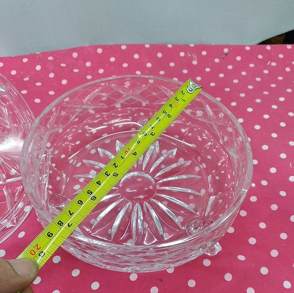 Vintage Crystal Etched Candy Footed Dish With Stee - Picture 11 of 11